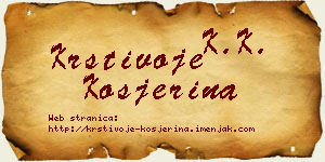 Krstivoje Kosjerina vizit kartica